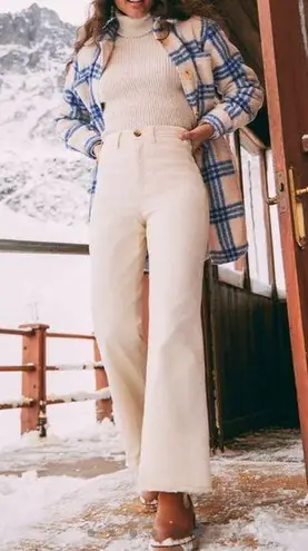 Marine layer Full Length Raw Edge Bridget Pant Cream NEW