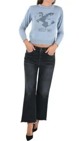 Alberta Ferretti Women Help Me Light Blue Cashmere Sweater Size 8 Made in Italy