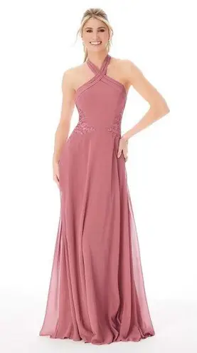 Mori Lee dusty rose pink formal chiffon dress