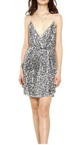 Heartloom NWT Rue Spaghetti Strap Silver Sequin Leopard Dress