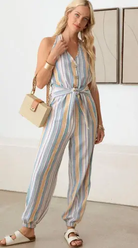 Boutique NWT Halter Colorful Stripe Jumpsuit