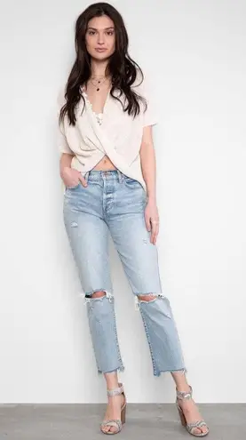 Pistola Charlie High Rise Ankle Straight Jean Distressed in Blue Cult Size 26