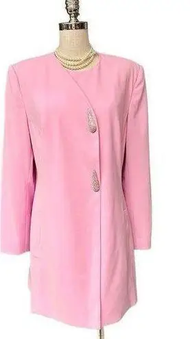 Champagne Italy Pink Jewel Encrusted Pastel Pink Church Suit Blazer, Size 12