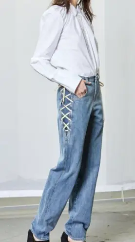 Rachel Comey ππ Pharaoh Pant Denim Jeans Lace Up Sides 100% Cotton ~ 8 NWT