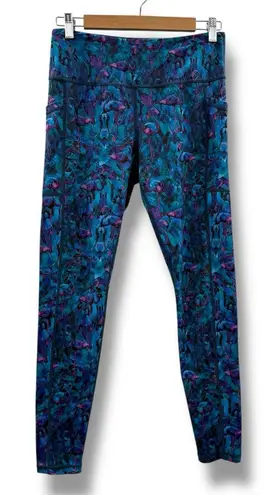 Constantly Varied Gear CVG Flamingo Blue Pink Print Full Length Leggings Sz M Size M