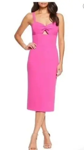 Dress the Population Dress‎ The Population Eve Twist Front Midi Sheath Dress NWT Medium Fuchsia Pink