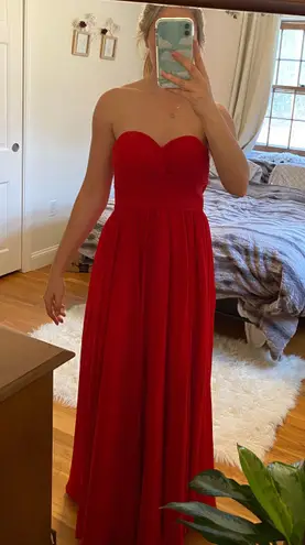 Red Strapless Prom Dress Size 4