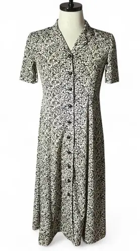 Leslie Fay Dresses Petite Floral Print Button Front Midi Dress Women's Size 6P