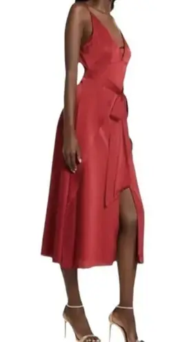 AMYLYNN Backless Satin Dress Jolie Satin Slip Dress in Burgundy Size Small Red