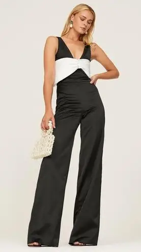 Alexis Women's Black White Dramatic Bow Marinna Wide-Leg Jumpsuit Size Large