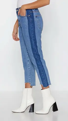 Nasty Gal | Blue Side by Side Distressed Mom Jeans