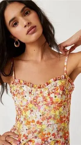 Hutch ANTHROPOLOGIE Women’s Sweetheart Yellow Flower Midi Dress XL