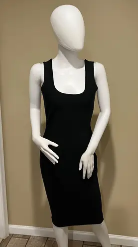 Bandage Backless Midi Dress Open Back Slim Fit Crew Neck Dress Party Dress Casual Dress Black