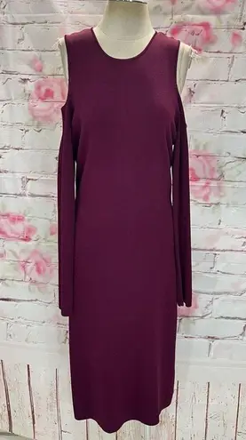 Eliza J Women's Cold Shoulder Midi Sweater Burgundy Dress Size L
