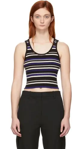 3.1 Phillip Lim Black and Blue Multi-Stripe Cropped Tank Top Size XS $275