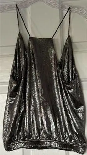 by the way. Revolve Pleated Cami Metallic Top Size Small In Gunmetal