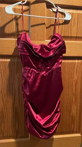 Burgundy Silk Corset Dress Red
