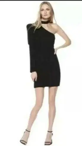 Bardot Black Willow One Shoulder Choker Style Minidress. Size: US 6