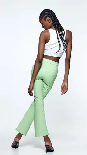 ZARA NWT  lime green MINI FLARE TROUSERS. Size Medium