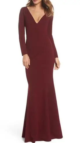 Katie May Back Cut Out Trumpet Gown Cleo Plunging Maxi Dress Size 16 NWT $450