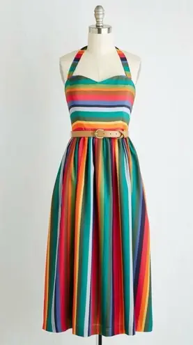 Modcloth  My Zest Intentions Rainbow Halter Neck Dress Size S (READ BELOW) - Image 1