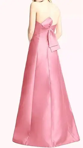 Alfred Sung NWOT Powder Pink Strapless Satin A-Line Gown Size 4 D842 Back Bow