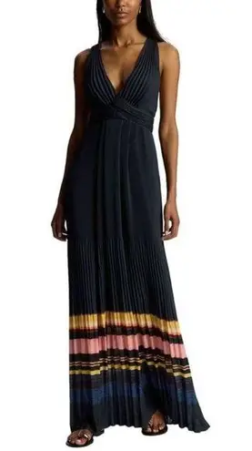 ALC Frank A.L.C. Everly Gown - Size 6 - Dark Navy Pleated Long Maxi Formal Dress