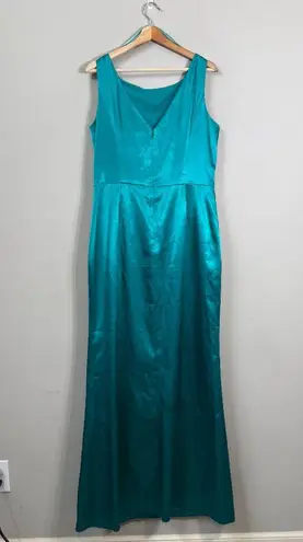 Eliza J Ruffle Satin Mermaid Maxi Gown Women's 14 Jade Green Formal Slit NWT