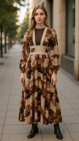 SHEIN X Cream Gown with Mock Neck Size L