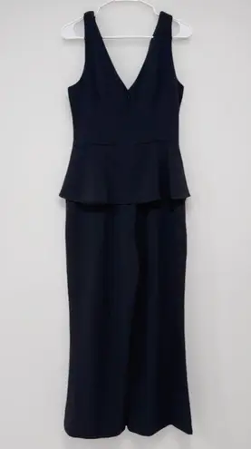 Eliza J Women's Black Sleeveless Ruffled Peplum Wide Leg Jumpsuit Size 10