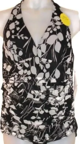 It Figures Swimsuit TUMMY THINNER Draped Tank Black Size 24W