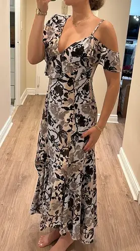 ADEAM Floral Fiesta Maxi Gown size 4 Small Gray