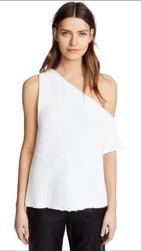 RTA Sloane Sweater Pale White One Shoulder Cotton Sleevless Tank Size Medium