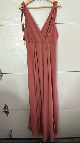 Lulus Lulu’s Dance The Night Away Dusty Rose V Cut Maxi Dress XL