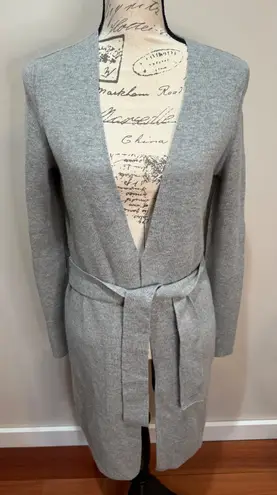 Akris Bergdorf Goodman Reversible Longline Cardigan Striped Sz 6 Flaw Gray Blue - Image 1