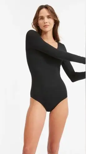 Everlane  The Long Sleeve V Neck Bodysuit black women’s size XL