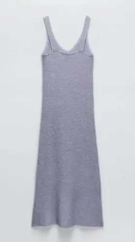 ZARA wool alpaca beaded strappy dress Light Blue  9598/159 Medium