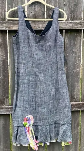 Rickie Freeman Teri Jon Gray Linen Dress NWT | 10