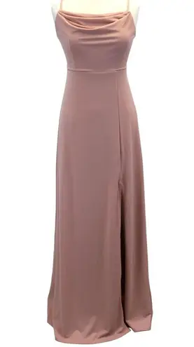 Birdy Grey NEW  Womens M Ash Dusty Rose Pink Maxi Dress Draped Neck Bridesmaid