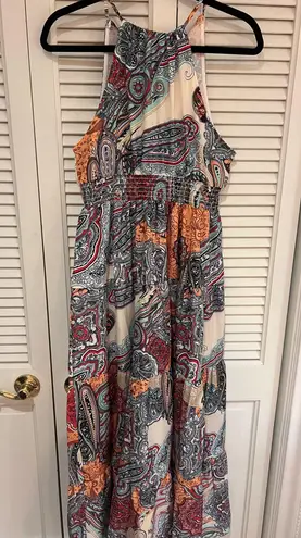 Paisley pattern Maxi Dress Orange