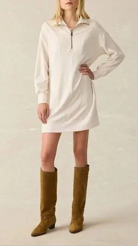 Faherty Legend Quarter Zip Dress Sweater Flowy Off White Size XL Minimal Soft