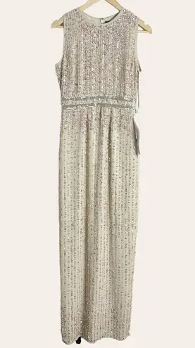 Mac Duggal 93603 Nude Sequined High Neck Sleeveless Column Gown Size 4
