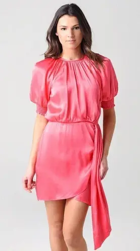 Saylor Zulu Satin Mini dress in Melon Pink Large New Womens Cocktail