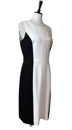 Preston & York Women’s Dress Sheath Classic Black White Color Block Size 8