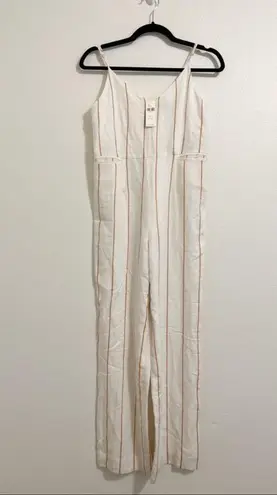 Anthropologie NWT  The Essential White Stripped Jumpsuit Sz 00 - Image 2
