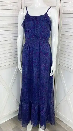 EXPRESS  Paisley Tiered Ruffle Sleeveless Maxi Dress Purple Small