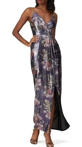 Monique Lhuillier ML Silver Floral Sequin Surplice Gown Size 4 US $595