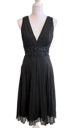 BCBG Paris Black Silk Beaded Sequin Dress Size 8 Whimsigoth Fairy Cocktail HOCO