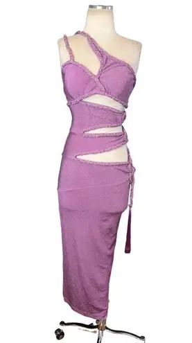 PatBO Cut Out Maxi Dress in Orchid 38 6 New Womens Bodycon Midi Crystals Pink