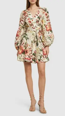 Zimmermann Lexi Floral Linen Wrap Mini Dress Size 1 / US 6